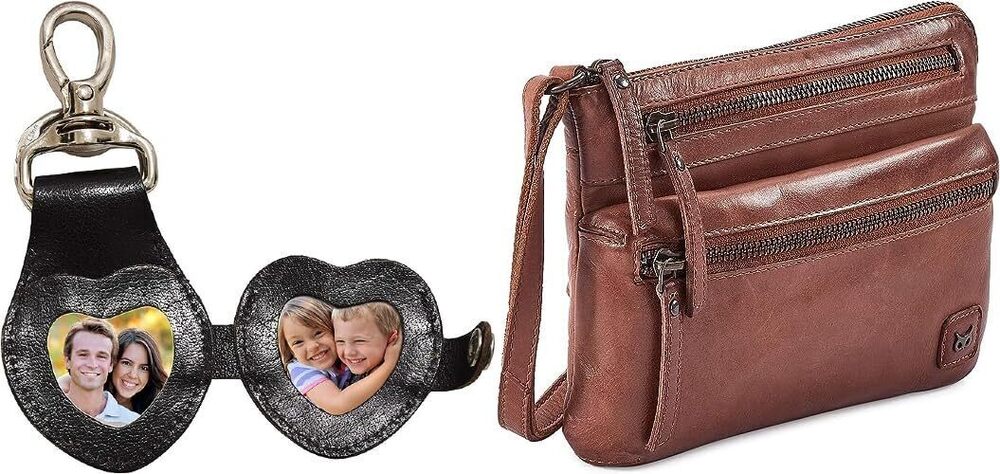 9031 Cognac Brown Heart Shaped Leather Handbag , 6' x 8.5' x 1.5', 4